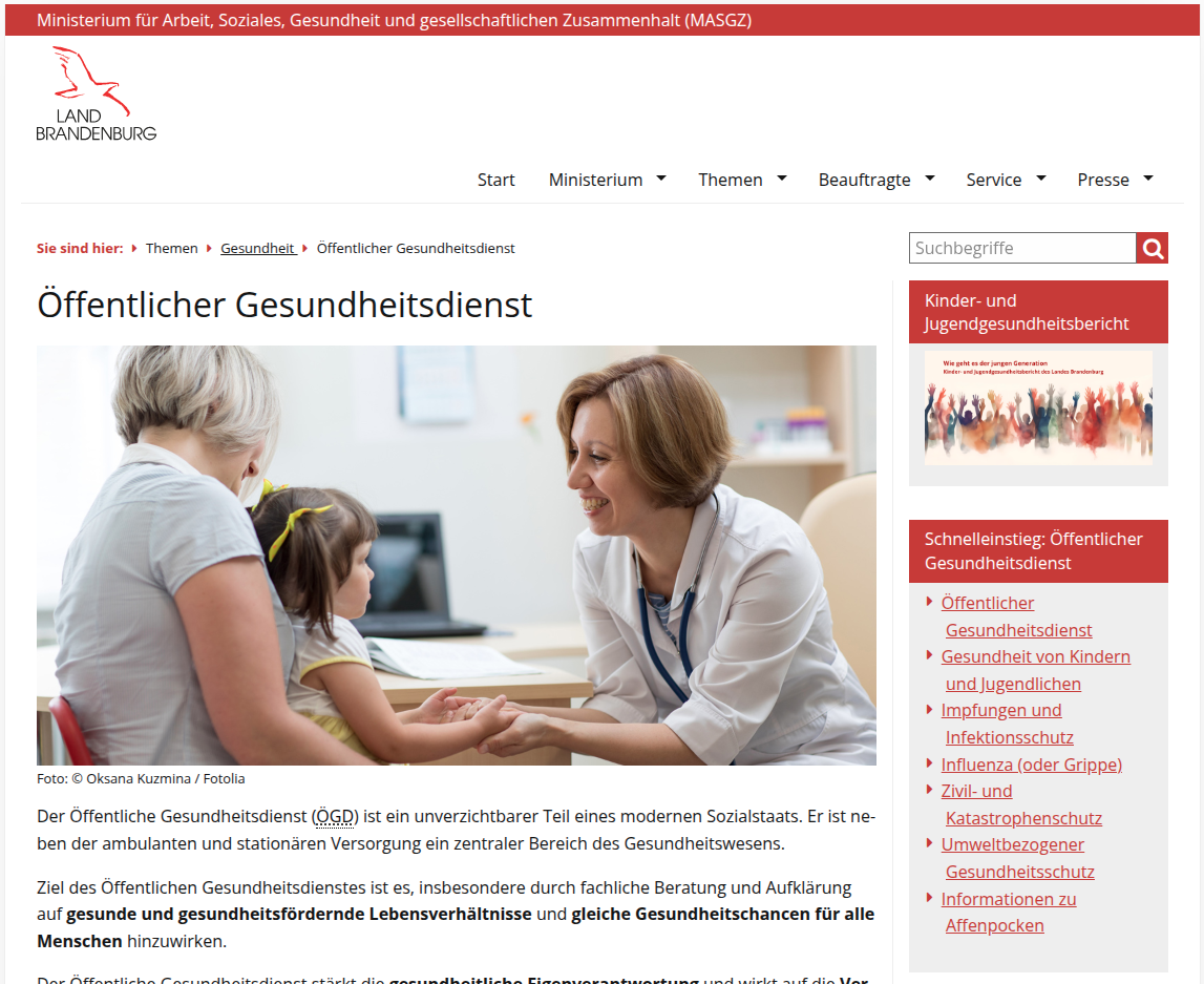 MASGZ Ministerium für Arbeit, Soziales, Gesundheit und gesellschaftlichen Zusammenhalt Brandenburg